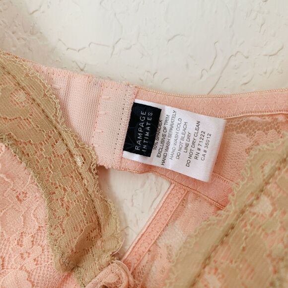 Rampage Sexy Intimates Lingerie Babydoll Nightie Chemise M Pink Yellow Lace Y2K - Picture 15 of 16